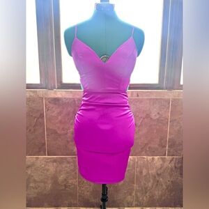 Sleeveless Fuchsia Dress with V-Neck